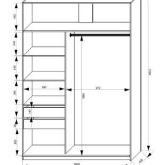 Шкаф-купе 1600 серии SOFT D1+D3+B2+PL1 (2 ящика+1штанга) профиль «Графит» | фото 3