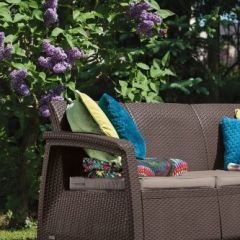 Диван пластиковый Корфу Макс (Corfu love seat max) коричневый | фото 2